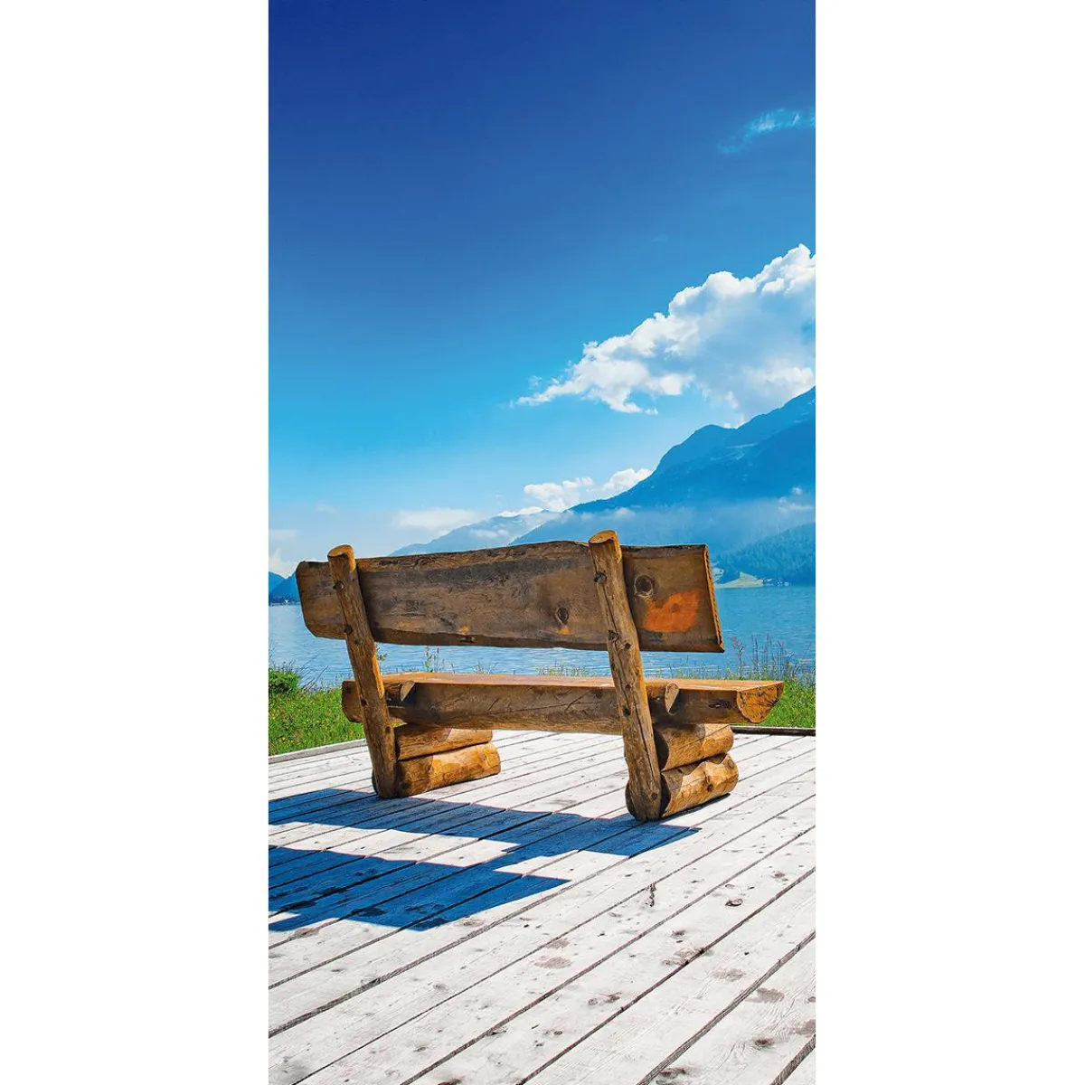 Discount DecoWoerner Schwer Entflammbarer Stoffbanner „Holzbank Am See“ Aus Fahnenstoff 100 X 200 Cm braun