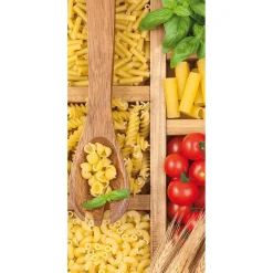 Clearance DecoWoerner Schwer Entflammbarer Stoffbanner „verschiedene Italienische Nudelsorten“ Aus Fahnenstoff 100 X 200 Cm mehrfarbig