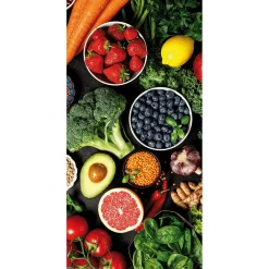 DecoWoerner Schwer Entflammbarer Stoffbanner „Obst & Gemüse“ Aus Fahnenstoff 100 X 200 Cm mehrfarbig