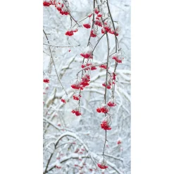 Clearance DecoWoerner Schwer Entflammbarer Stoffbanner "Winterbeeren" Aus Fahnenstoff 100 X 200 Cm rot