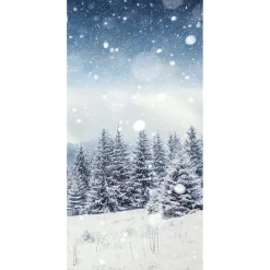 Online DecoWoerner Schwer Entflammbarer Stoffbanner "Verschneiter Tannenwald" Aus Fahnenstoff 100 X 200 Cm blau