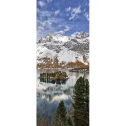 Best DecoWoerner Schwer Entflammbarer Stoffbanner "Winter Seeblick" 75 X 180 Cm