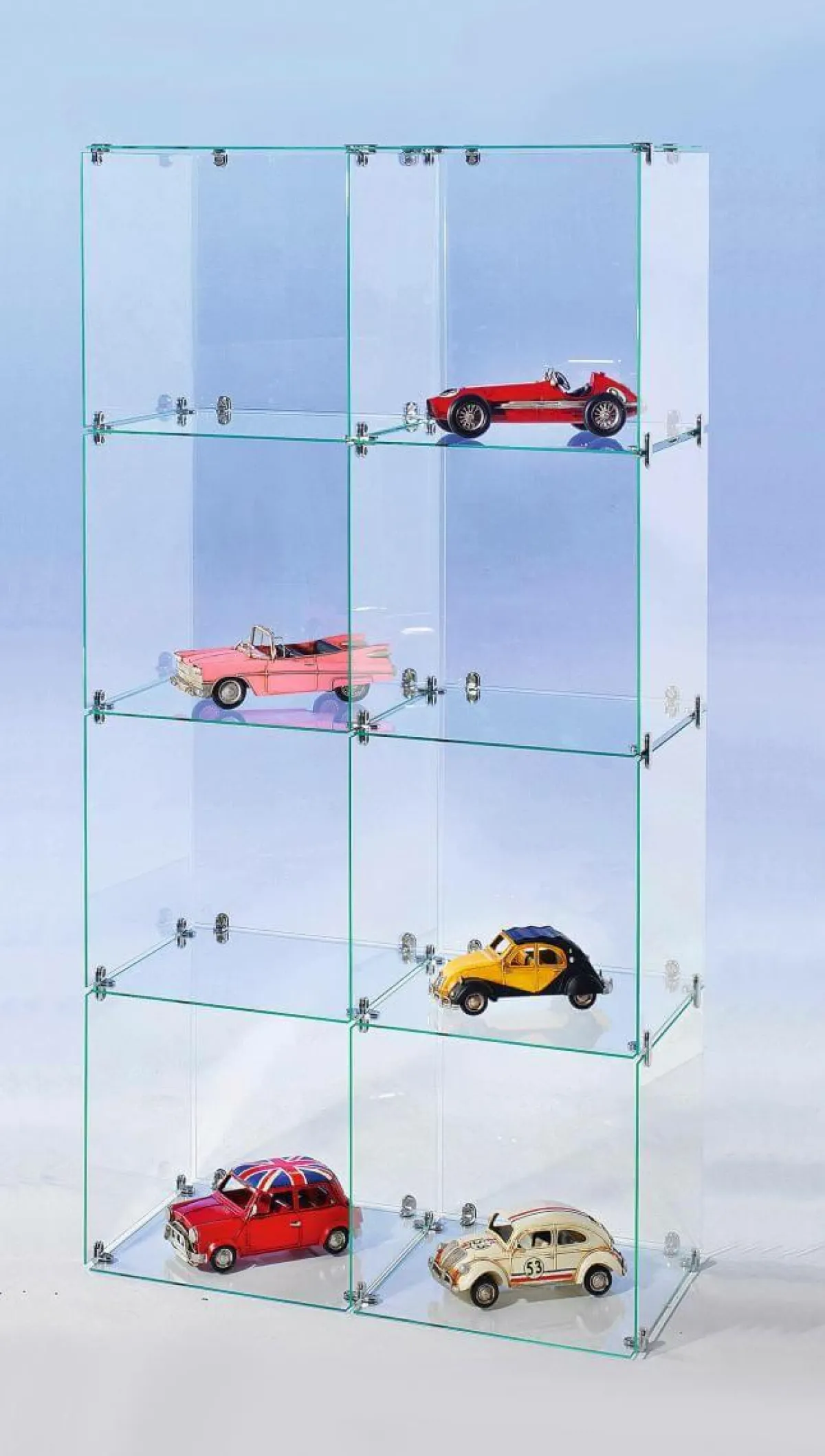 Hot DecoWoerner Selbstbau-Würfel-Vitrine Aus Glas, Mit Rückwänden 165 Cm Hoch transparent