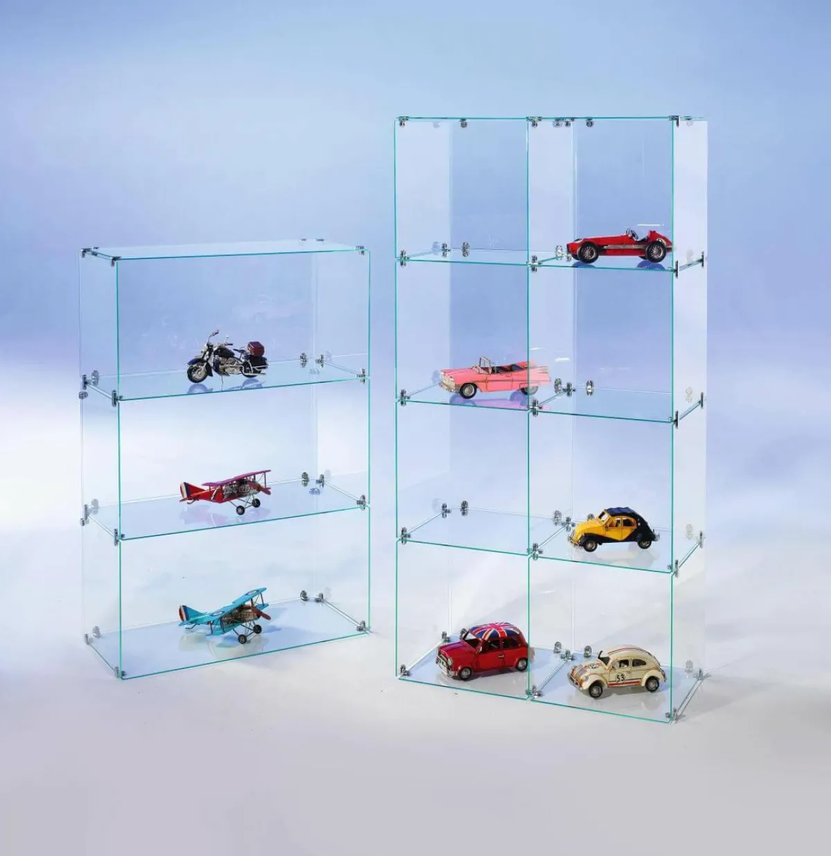 Hot DecoWoerner Selbstbau-Würfel-Vitrine Aus Glas, Mit Rückwänden 165 Cm Hoch transparent