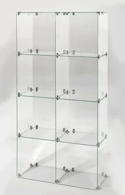 Clearance DecoWoerner Selbstbau-Würfel-Vitrine Aus Glas, Ohne Rückwände, 165 Cm Hoch transparent
