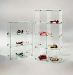 Clearance DecoWoerner Selbstbau-Würfel-Vitrine Aus Glas, Ohne Rückwände, 165 Cm Hoch transparent