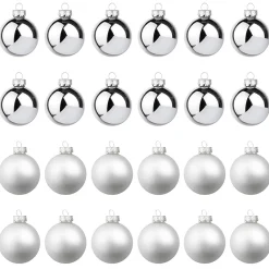 Clearance DecoWoerner ne Weihnachtskugeln Aus Glas 6 Cm Ø – 24 Stück silber