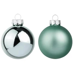 DecoWoerner Silberne Weihnachtskugeln Aus Glas 6 Cm Ø – 24 Stück grün