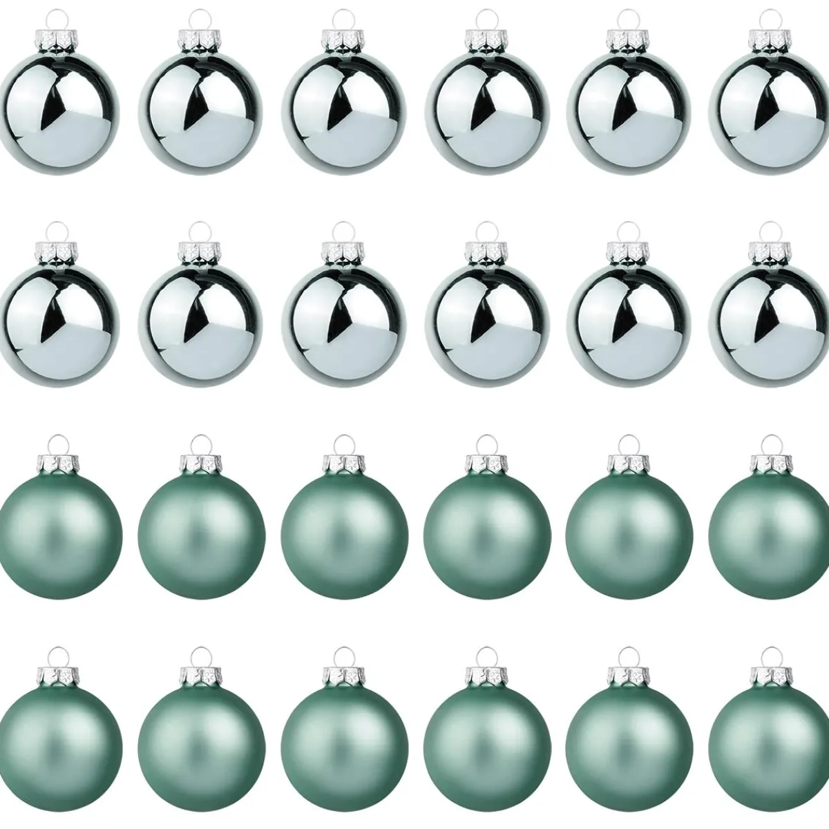 DecoWoerner Silberne Weihnachtskugeln Aus Glas 6 Cm Ø – 24 Stück grün