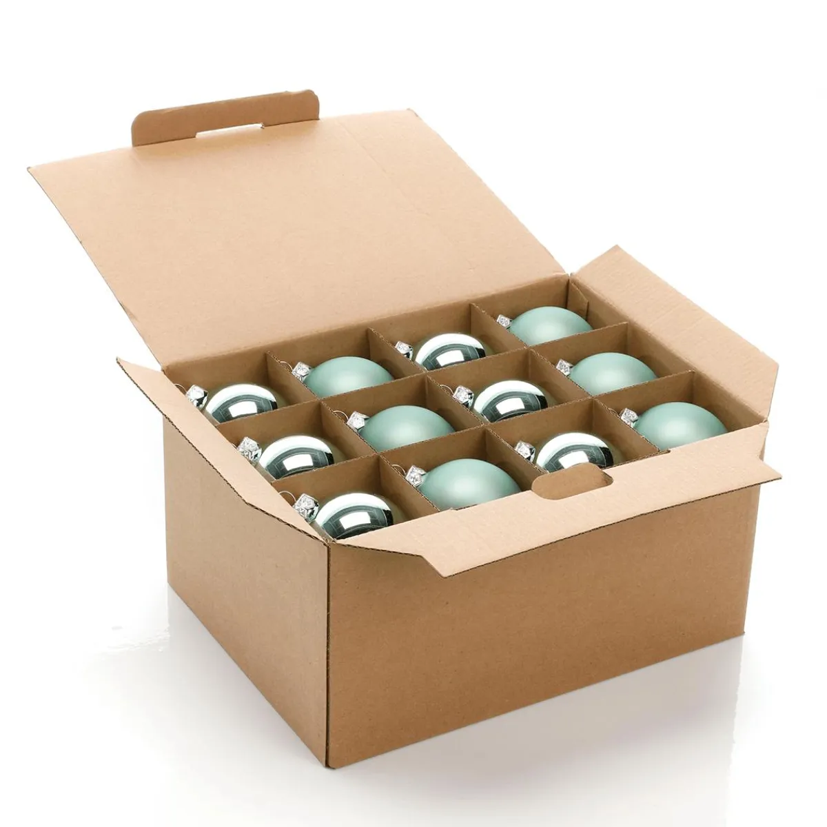 DecoWoerner Silberne Weihnachtskugeln Aus Glas 6 Cm Ø – 24 Stück grün