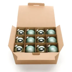 DecoWoerner Silberne Weihnachtskugeln Aus Glas 6 Cm Ø – 24 Stück grün