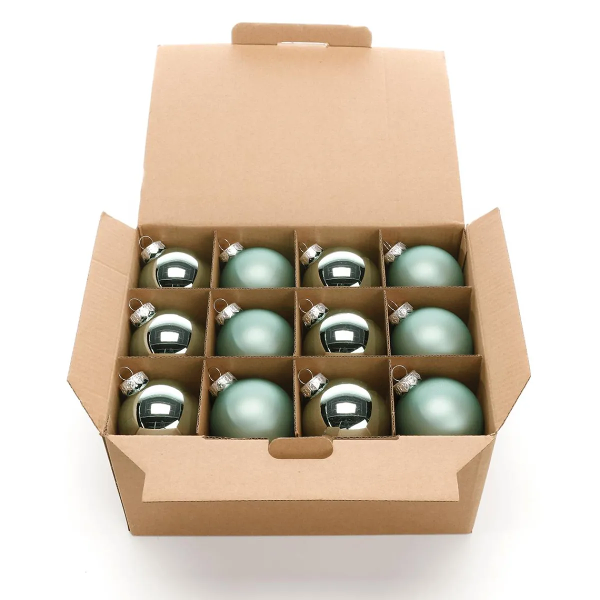 DecoWoerner Silberne Weihnachtskugeln Aus Glas 6 Cm Ø – 24 Stück grün