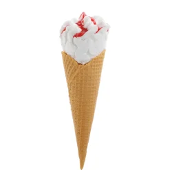 DecoWoerner Softeis In Der Waffel Mit Erdbeersauce - Lebensmittel Attrappe 21 Cm weiß