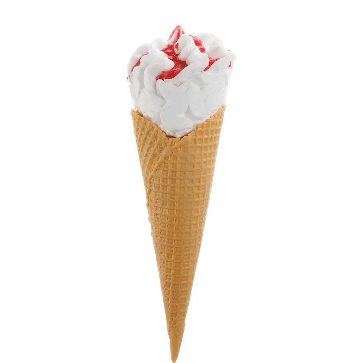 DecoWoerner Softeis In Der Waffel Mit Erdbeersauce - Lebensmittel Attrappe 21 Cm weiß