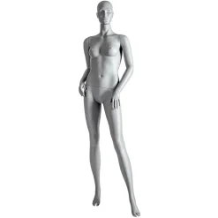 Best DecoWoerner Sport-Schaufensterpuppe Dame Athletin – Linkes Bein Ausgestellt & Beide Arme Angewinkelt Grau