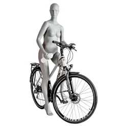 New DecoWoerner Sport-Schaufensterpuppe Dame Radfahrer, Wanderer – Linkes Bein Angehoben & Linker Arme Angewinkelt Grau