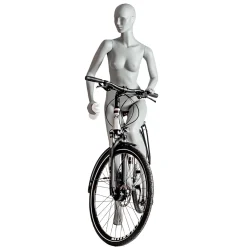 New DecoWoerner Sport-Schaufensterpuppe Dame Radfahrer, Wanderer – Linkes Bein Angehoben & Linker Arme Angewinkelt Grau