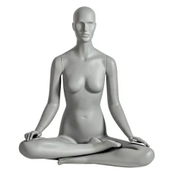 Online DecoWoerner Sport-Schaufensterpuppe Weiblich Yoga Lotussitz Grau