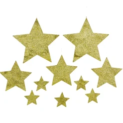 New DecoWoerner Sternenset 2D, , 10tlg. Mit Nylon Hänger gold
