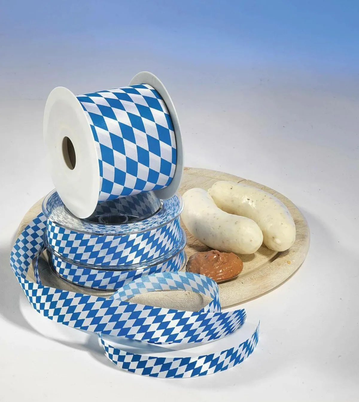 Outlet DecoWoerner Stoffband "Bayern" 25 Mm 25 M blau