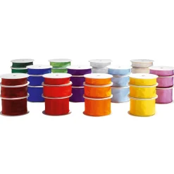 DecoWoerner Stoffband Mit Drahtkante, 25 Mm, 25 M, Royal blau