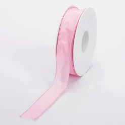 DecoWoerner Stoffband Mit Drahtkante 25 Mm X 25 M, rosa
