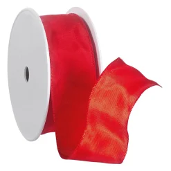 Sale DecoWoerner Stoffband Mit Drahtkante 40 Mm, 25 M, rot