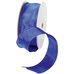 Clearance DecoWoerner Stoffband Mit Drahtkante, 40 Mm, 25 M, Royal blau