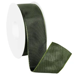 Sale DecoWoerner Stoffband Mit Drahtkante, 40 Mm, 25 M, Dunkel grün