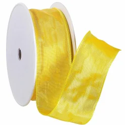 Clearance DecoWoerner Stoffband Mit Drahtkante 40 Mm, 25 M, gelb