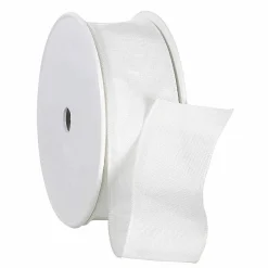 New DecoWoerner Stoffband Mit Drahtkante 40 Mm, 25 M, weiß