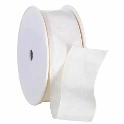 DecoWoerner Stoffband Mit Drahtkante 40 Mm, 25 M, Creme weiß