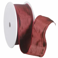 New DecoWoerner Stoffband Mit Drahtkante, 40 Mm, 25 M, Bordeaux rot