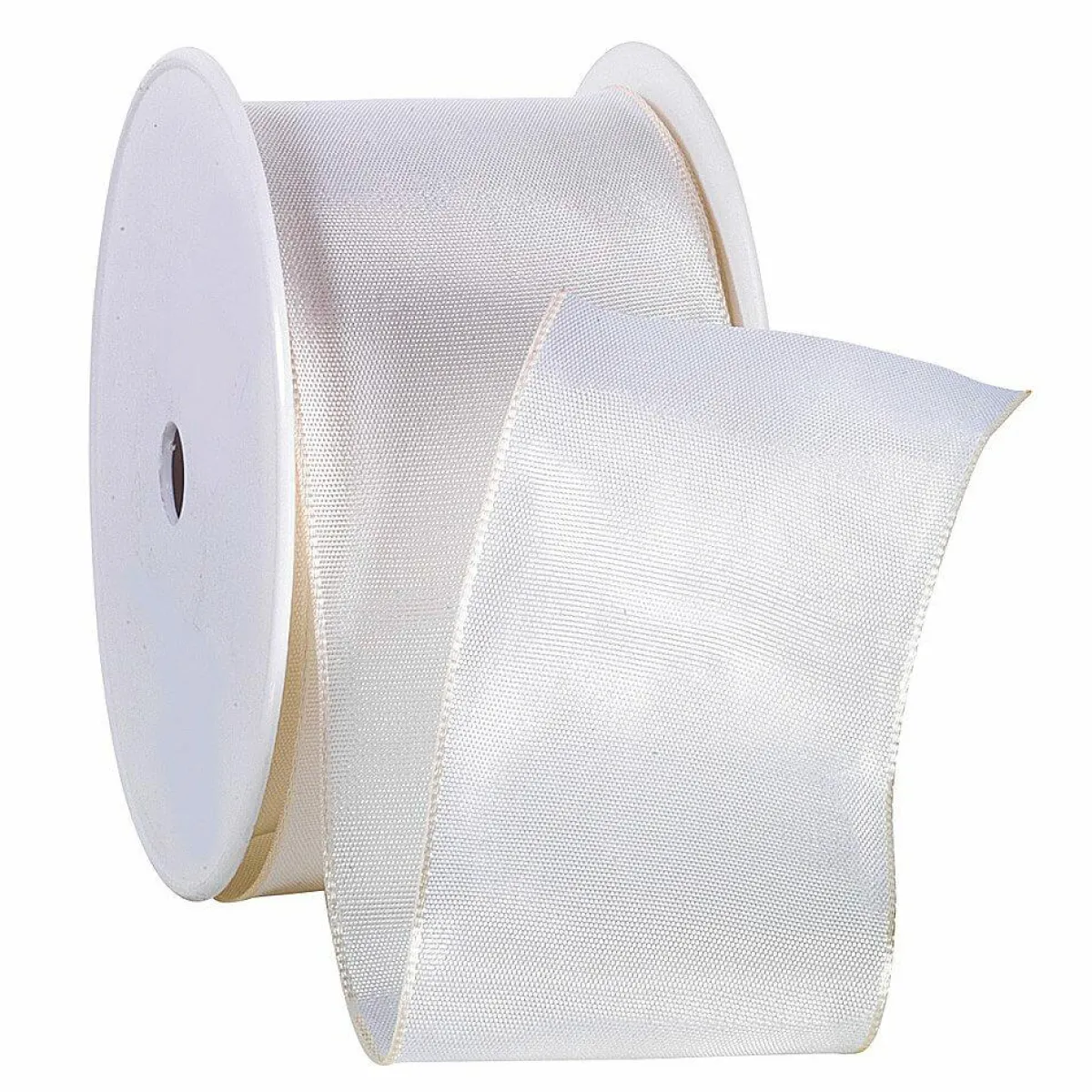 DecoWoerner Stoffband Mit Drahtkante, 60 Mm, 25 M, Creme weiß