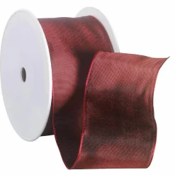 Best DecoWoerner Stoffband Mit Drahtkante, 60 Mm, 25 M, Bordeaux rot