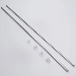 New DecoWoerner Stoffbanner-Alu-Aufhängestangen-Set Mit Saugnäpfchen Für Glasflächen, 104 Cm silber