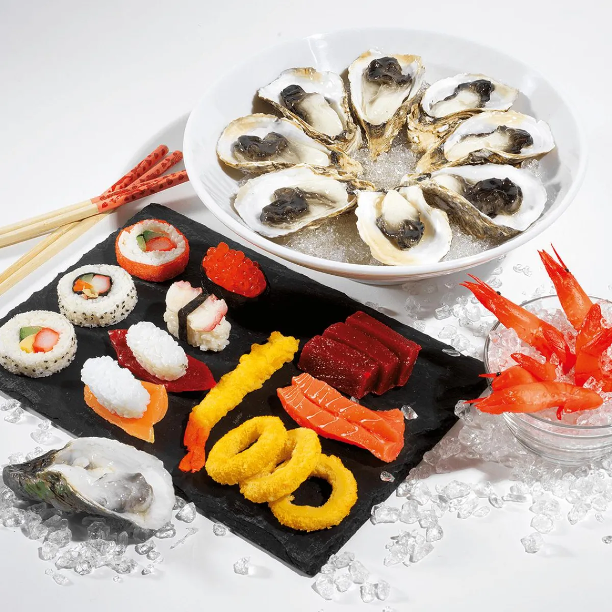Clearance DecoWoerner Sushi-Set Lebensmittel-Attrappe, Set 4 Stück rot