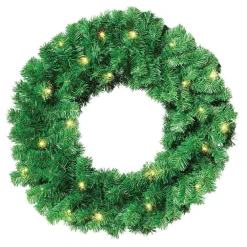 Clearance DecoWoerner Tannenkranz Basic LED, 60 Cm Ø grün