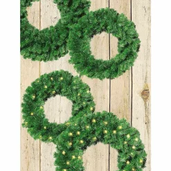 Clearance DecoWoerner Tannenkranz Basic LED, 60 Cm Ø grün