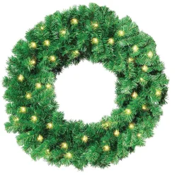 Discount DecoWoerner Tannenkranz Basic LED, 80 Cm Ø grün