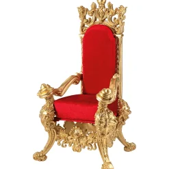 Best DecoWoerner Thron "Barock" 190 Cm Hoch, Gold-rot mehrfarbig