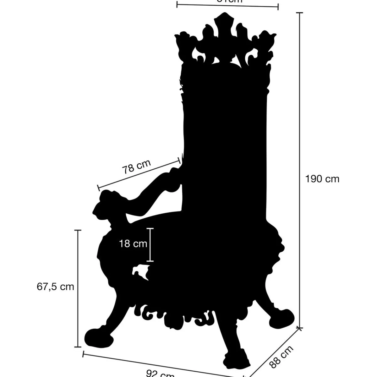 Best DecoWoerner Thron "Barock" 190 Cm Hoch, Gold-rot mehrfarbig