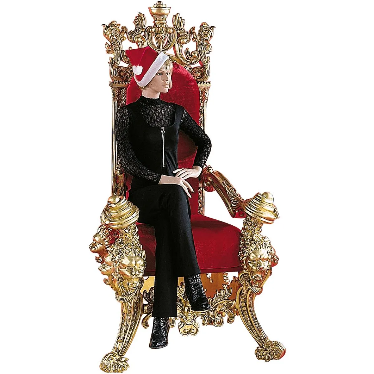 Best DecoWoerner Thron "Barock" 190 Cm Hoch, Gold-rot mehrfarbig