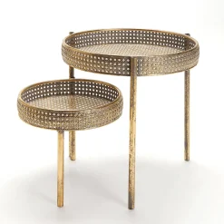 Online DecoWoerner Tisch Aus Metall Wiener Geflecht 68,5 Cm gold