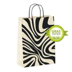 Best DecoWoerner Umweltfreundliche Geschenk-Trage-Taschen In Zebra-Muster 50 Stück 12 X 26 X 34 Cm