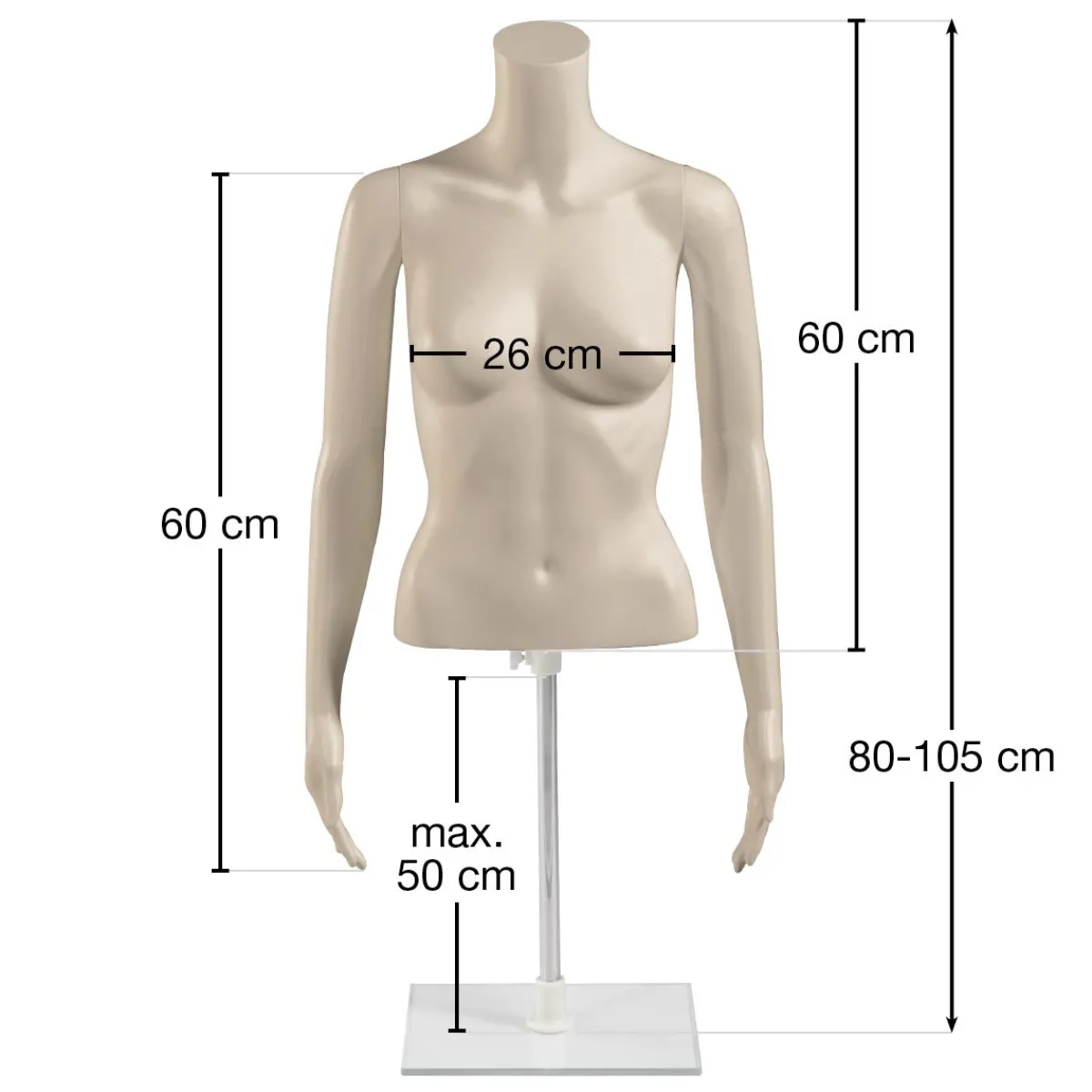 Hot DecoWoerner Umweltfreundlicher PE Damen-Torso, Hautfarbe Beige