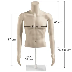 Outlet DecoWoerner Umweltfreundlicher PE Herren-Torso, Hautfarben Beige