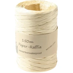 Online DecoWoerner Umweltfreundliches Raffia-Band Aus Abbaubarem Material 7 Mm 150 M Creme weiß