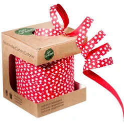 Discount DecoWoerner Umweltfreundliches Ringelband Mit Sternen-Muster 10 Mm 100 M rot