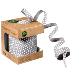 Discount DecoWoerner Umweltfreundliches Ringelband Mit Sternen 10 Mm 100 M Grau